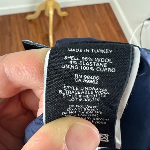 Theory Nocturne Navy Blue Good Wool Open Front Lindrayia Blazer Jacket Size 10 - Picture 7 of 8